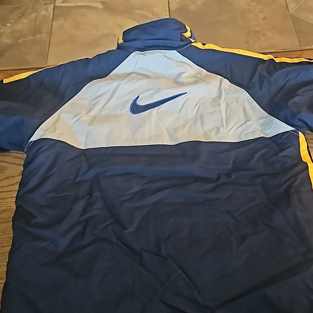 VTG Nike Coat Reversible Jacket Blue Gray Yellow Winter Outdoor Boys 14-16